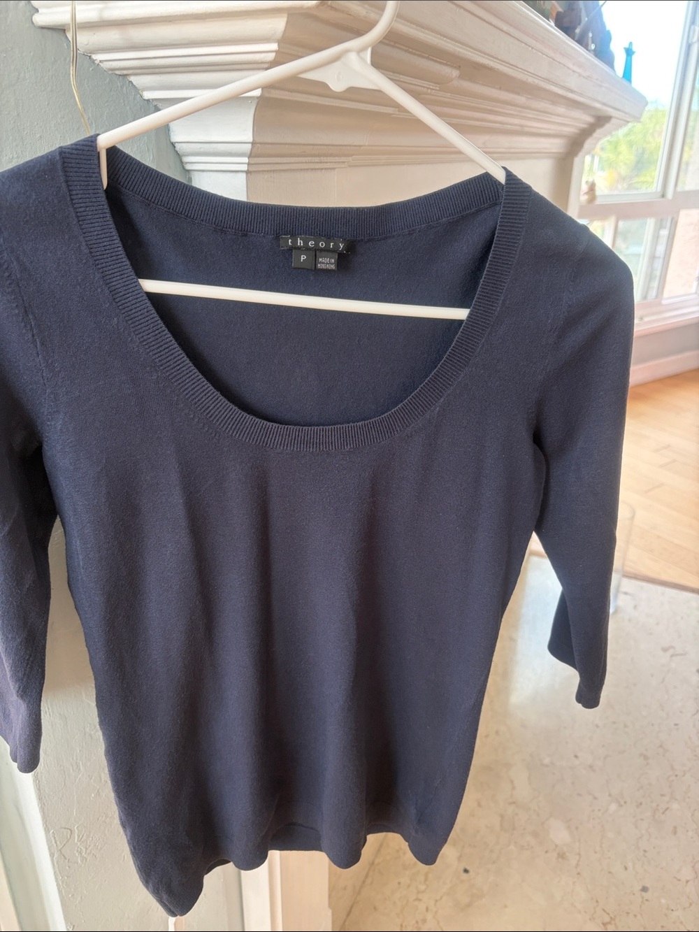 Theory Navy Scoop-Neck Knit Top